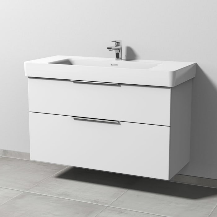 Sanipa 3way Waschtischunterbau für Keramik-Waschtisch Pro S 105 cm, 2 Auszüge mit Aufsatzgriff