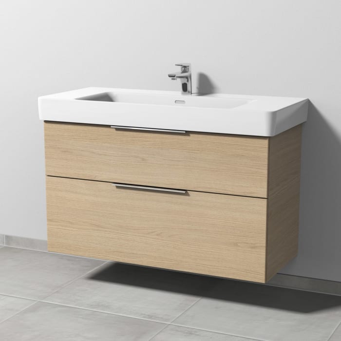 Sanipa 3way Waschtischunterbau für Keramik-Waschtisch Pro S 105 cm, 2 Auszüge mit Aufsatzgriff