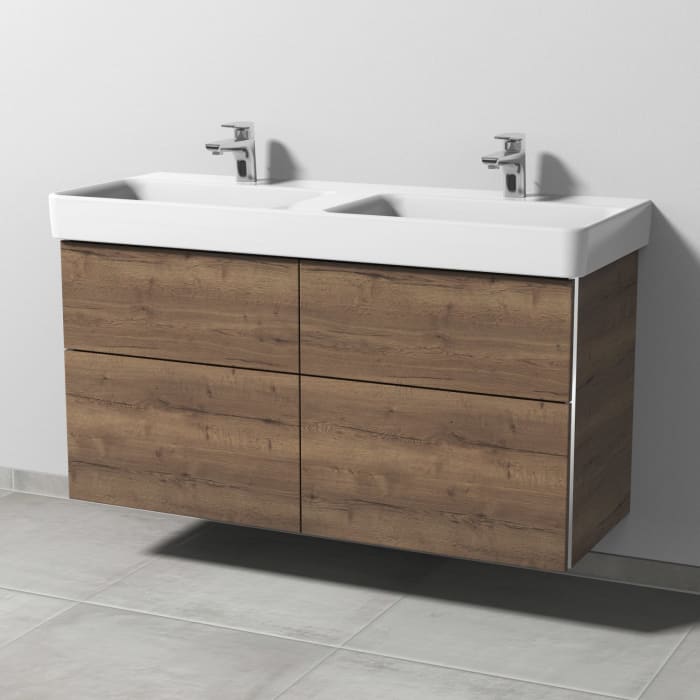 Sanipa 3way Waschtischunterbau für Keramik-Doppelwaschtisch Pro S 120 cm, 4 Auszüge mit Griffleisten