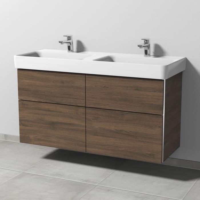 Sanipa 3way Waschtischunterbau für Keramik-Doppelwaschtisch Pro S 120 cm, 4 Auszüge mit Griffleisten