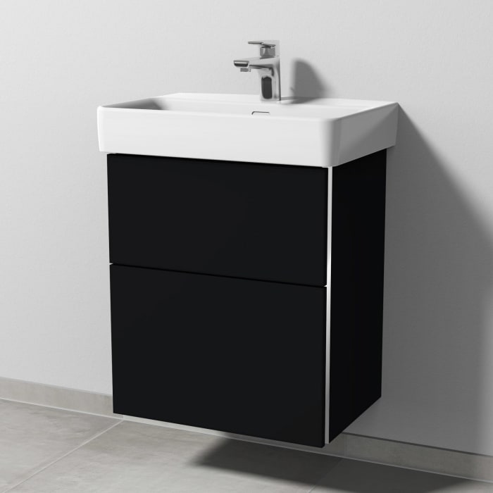 Sanipa 3way Waschtischunterbau für Keramik-Waschtisch Pro S 55 cm, 2 Auszüge mit Griffleisten, geringere Tiefe
