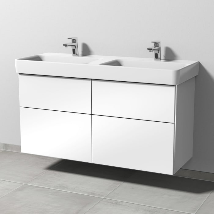 Sanipa 3way Waschtischunterbau für Keramik-Doppelwaschtisch Pro S 120 cm, 4 Auszüge mit Griffleisten