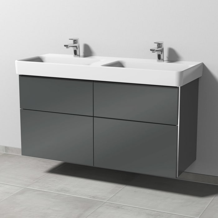 Sanipa 3way Waschtischunterbau für Keramik-Doppelwaschtisch Pro S 120 cm, 4 Auszüge mit Griffleisten