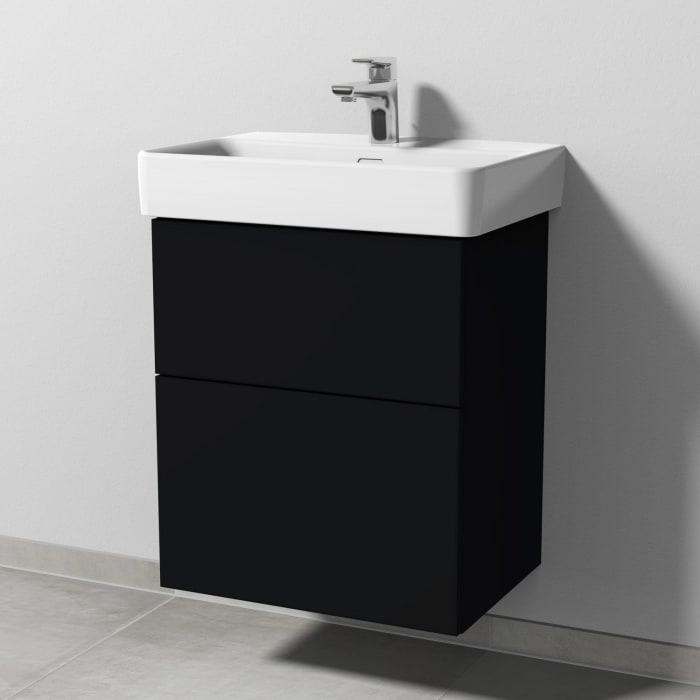 Sanipa 3way Waschtischunterbau für Keramik-Waschtisch Pro S 55 cm, 2 Auszüge mit Push to open, geringere Tiefe