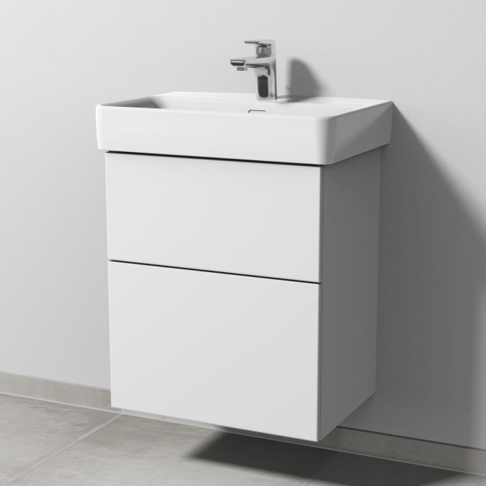 Sanipa 3way Waschtischunterbau für Keramik-Waschtisch Pro S 55 cm, 2 Auszüge mit Push to open, geringere Tiefe