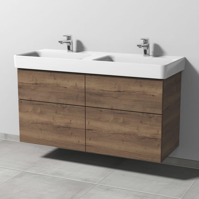 Sanipa 3way Waschtischunterbau für Keramik-Doppelwaschtisch Pro S 120 cm, 4 Auszüge mit Push to open