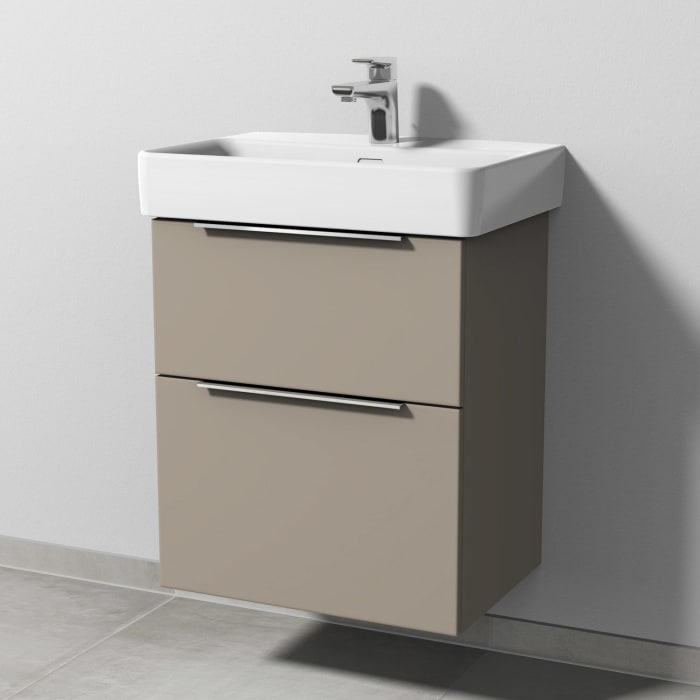 Sanipa 3way Waschtischunterbau für Keramik-Waschtisch Pro S 55 cm, 2 Auszüge mit Aufsatzgriff, geringere Tiefe