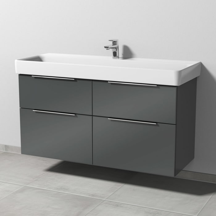 Sanipa 3way Waschtischunterbau für Keramik-Waschtisch Pro S 120 cm, 4 Auszüge mit Aufsatzgriff