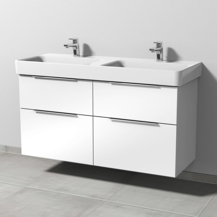 Sanipa 3way Waschtischunterbau für Keramik-Doppelwaschtisch Pro S 120 cm, 4 Auszüge mit Aufsatzgriff