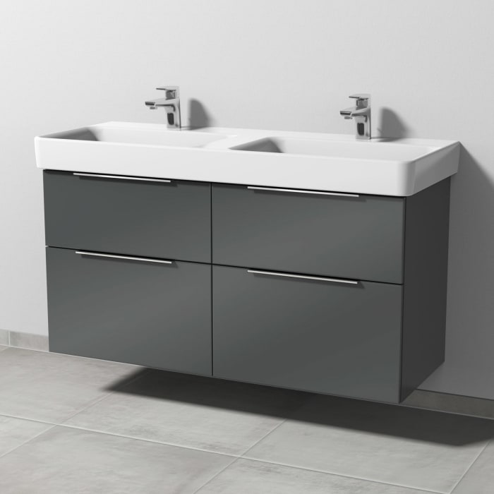 Sanipa 3way Waschtischunterbau für Keramik-Doppelwaschtisch Pro S 120 cm, 4 Auszüge mit Aufsatzgriff