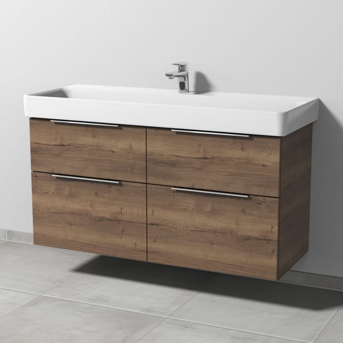 Sanipa 3way Waschtischunterbau für Keramik-Waschtisch Pro S 120 cm, 4 Auszüge mit Aufsatzgriff