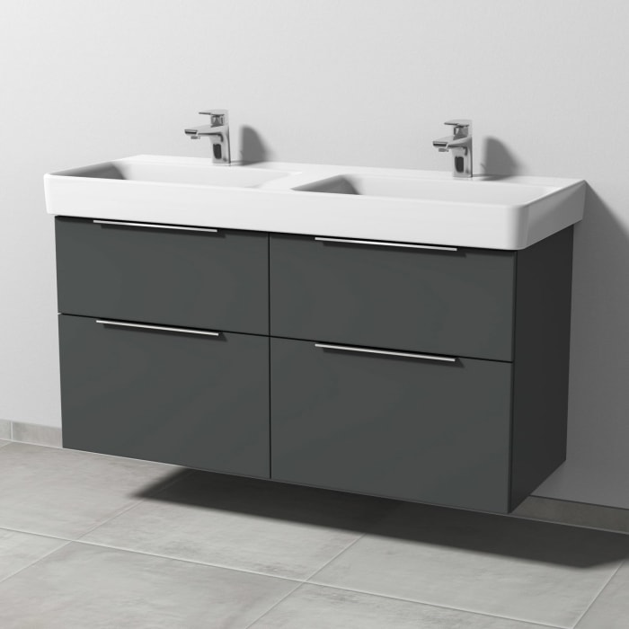 Sanipa 3way Waschtischunterbau für Keramik-Doppelwaschtisch Pro S 120 cm, 4 Auszüge mit Aufsatzgriff