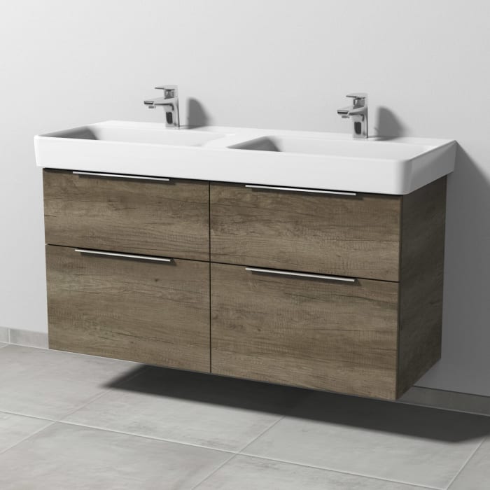 Sanipa 3way Waschtischunterbau für Keramik-Doppelwaschtisch Pro S 120 cm, 4 Auszüge mit Aufsatzgriff