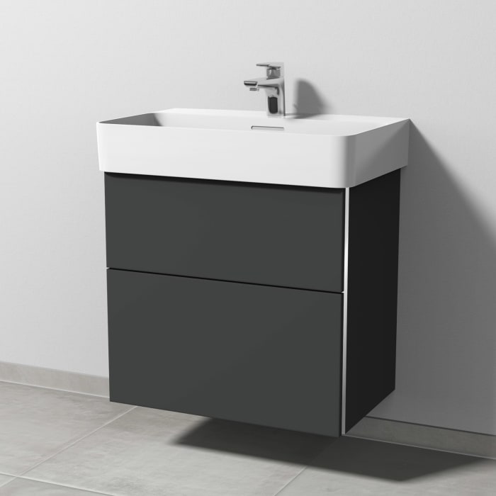 Sanipa 3way Waschtischunterbau für Keramik-Waschtisch Val 65 cm, 2 Auszüge mit Griffleisten