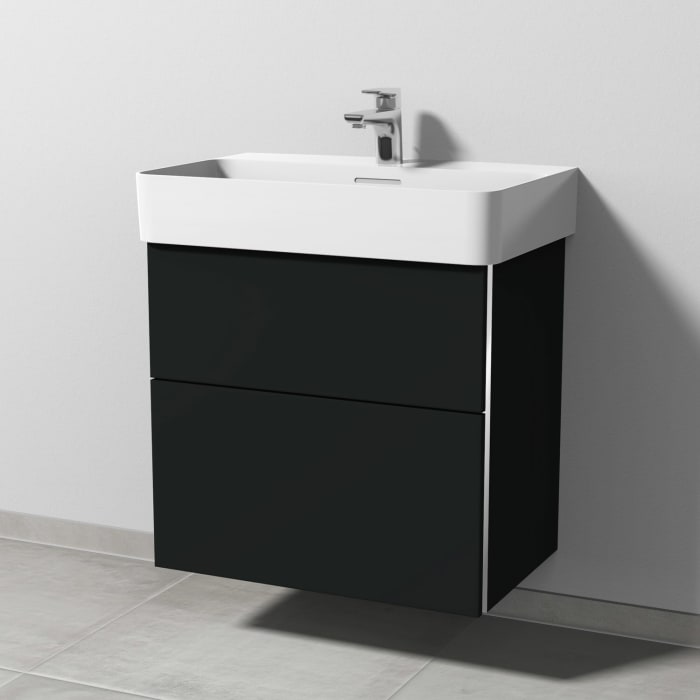 Sanipa 3way Waschtischunterbau für Keramik-Waschtisch Val 65 cm, 2 Auszüge mit Griffleisten