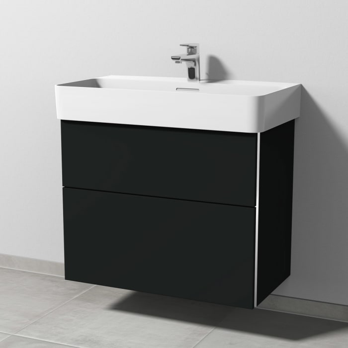 Sanipa 3way Waschtischunterbau für Keramik-Waschtisch Val 75 cm, 2 Auszüge mit Griffleisten