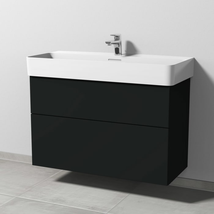 Sanipa 3way Waschtischunterbau für Keramik-Waschtisch Val 95 cm, 2 Auszüge mit Push to open