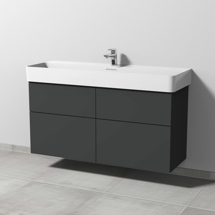 Sanipa 3way Waschtischunterbau für Keramik-Waschtisch Val 120 cm, 4 Auszüge mit Push to open