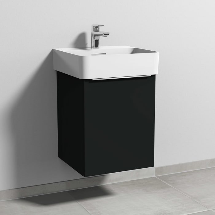 Sanipa 3way Waschtischunterbau für Keramik-Waschtisch Val 45 cm, 1 Tür, Anschlag rechts, mit Aufsatzgriff