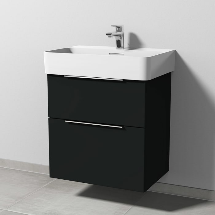 Sanipa 3way Waschtischunterbau für Keramik-Waschtisch Val 60 cm, 2 Auszüge mit Aufsatzgriff