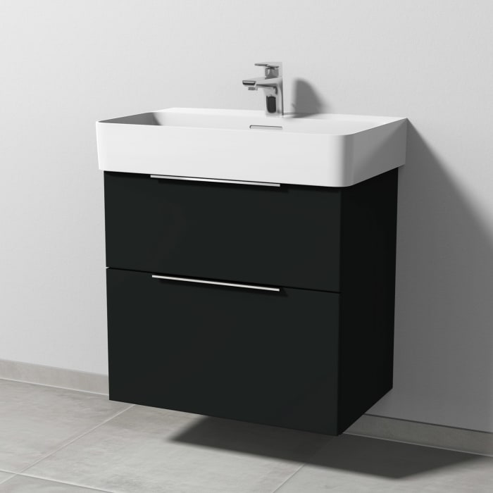 Sanipa 3way Waschtischunterbau für Keramik-Waschtisch Val 65 cm, 2 Auszüge mit Aufsatzgriff