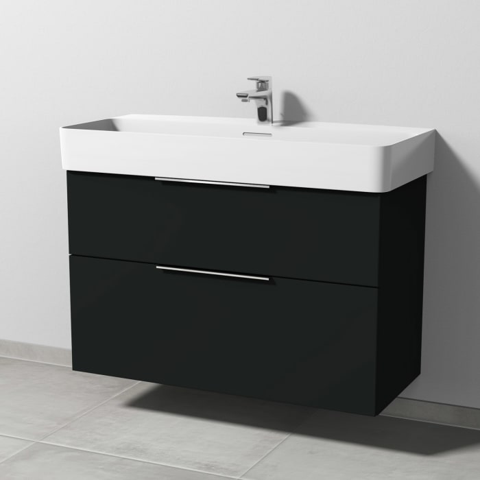 Sanipa 3way Waschtischunterbau für Keramik-Waschtisch Val 95 cm, 2 Auszüge mit Aufsatzgriff