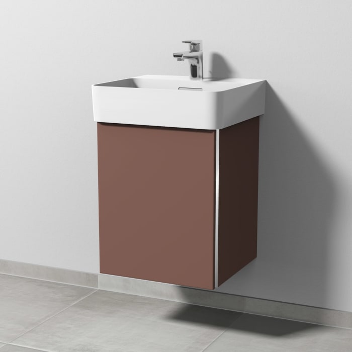 Sanipa 3way Waschtischunterbau für Keramik-Waschtisch Val 45 cm, 1 Tür, Anschlag links, mit Griffleiste