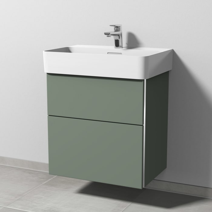 Sanipa 3way Waschtischunterbau für Keramik-Waschtisch Val 60 cm, 2 Auszüge mit Griffleisten