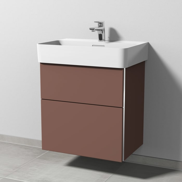 Sanipa 3way Waschtischunterbau für Keramik-Waschtisch Val 60 cm, 2 Auszüge mit Griffleisten