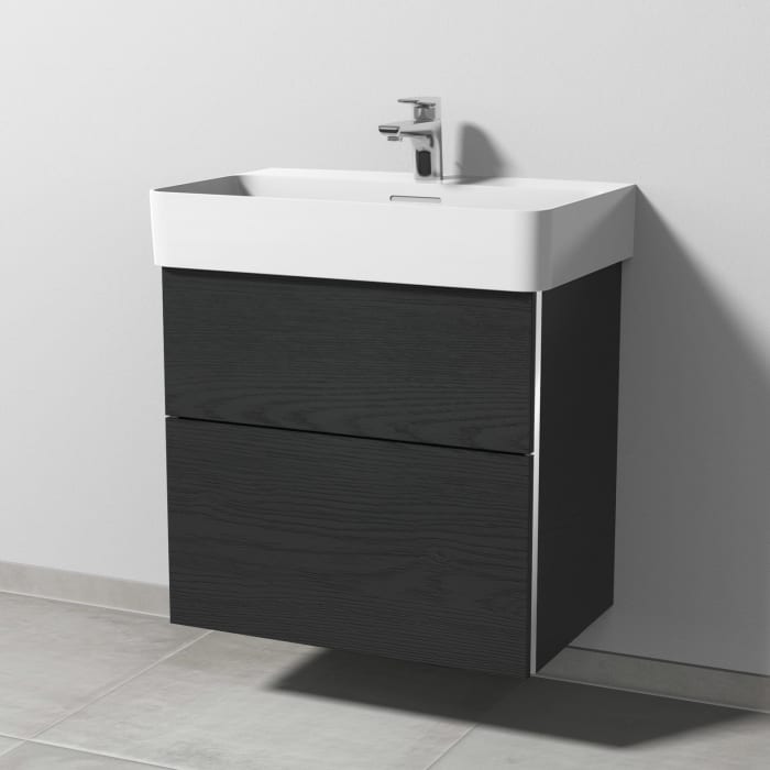 Sanipa 3way Waschtischunterbau für Keramik-Waschtisch Val 65 cm, 2 Auszüge mit Griffleisten
