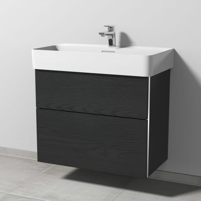 Sanipa 3way Waschtischunterbau für Keramik-Waschtisch Val 75 cm, 2 Auszüge mit Griffleisten