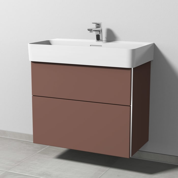 Sanipa 3way Waschtischunterbau für Keramik-Waschtisch Val 75 cm, 2 Auszüge mit Griffleisten