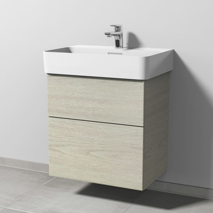 Sanipa 3way Waschtischunterbau für Keramik-Waschtisch Val 60 cm, 2 Auszüge mit Push to open