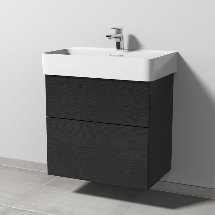 Sanipa 3way Waschtischunterbau für Keramik-Waschtisch Val 65 cm, 2 Auszüge mit Push to open