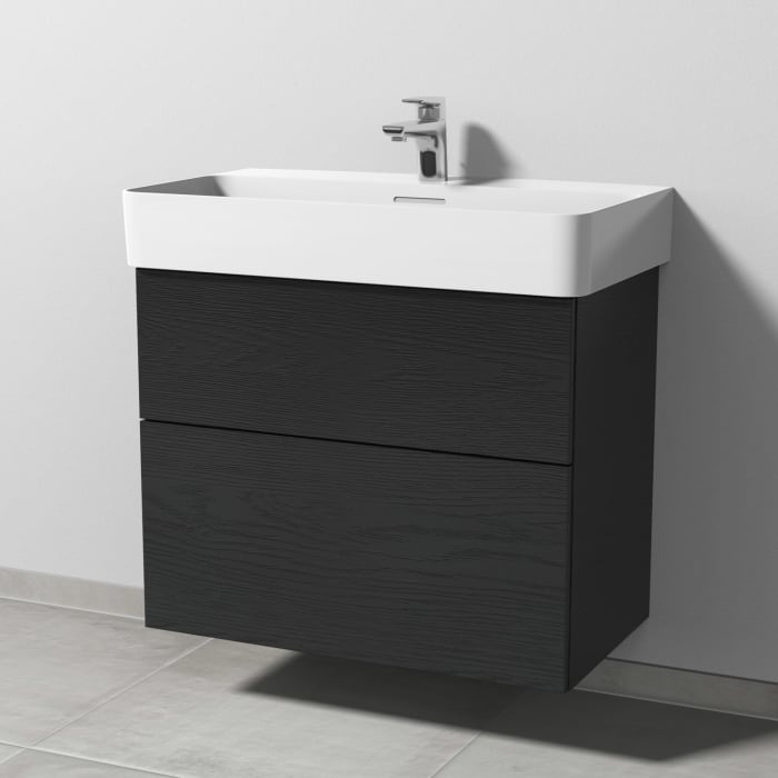 Sanipa 3way Waschtischunterbau für Keramik-Waschtisch Val 75 cm, 2 Auszüge mit Push to open