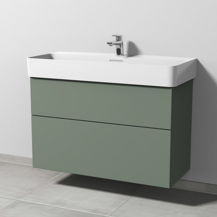 Sanipa 3way Waschtischunterbau für Keramik-Waschtisch Val 95 cm, 2 Auszüge mit Push to open