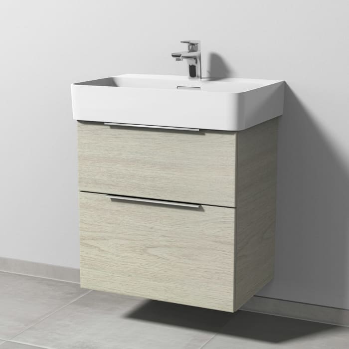 Sanipa 3way Waschtischunterbau für Keramik-Waschtisch Val 60 cm, 2 Auszüge mit Aufsatzgriff