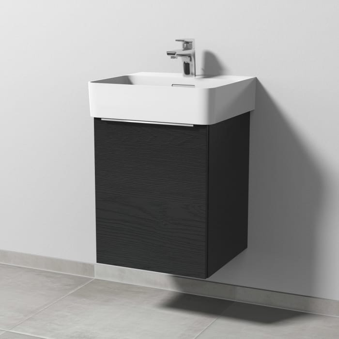 Sanipa 3way Waschtischunterbau für Keramik-Waschtisch Val 45 cm, 1 Tür, Anschlag links, mit Aufsatzgriff