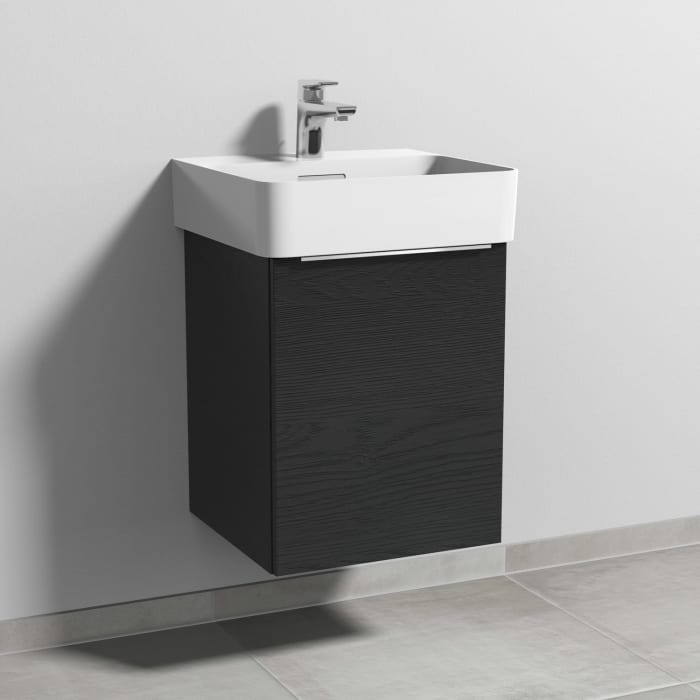 Sanipa 3way Waschtischunterbau für Keramik-Waschtisch Val 45 cm, 1 Tür, Anschlag rechts, mit Aufsatzgriff