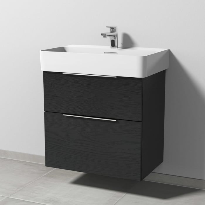 Sanipa 3way Waschtischunterbau für Keramik-Waschtisch Val 65 cm, 2 Auszüge mit Aufsatzgriff