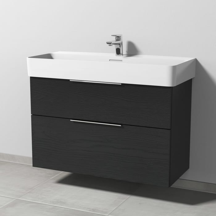 Sanipa 3way Waschtischunterbau für Keramik-Waschtisch Val 95 cm, 2 Auszüge mit Aufsatzgriff