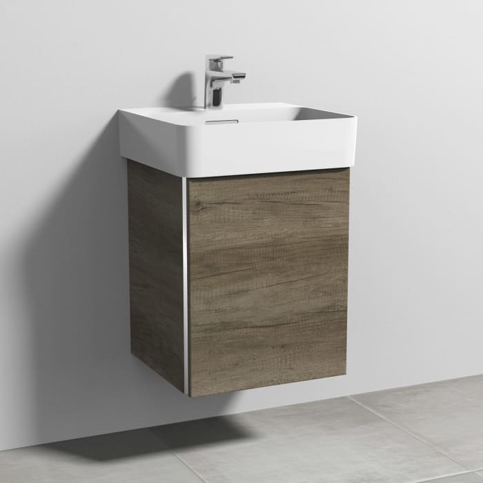 Sanipa 3way Waschtischunterbau für Keramik-Waschtisch Val 45 cm, 1 Tür, Anschlag rechts, mit Griffleiste