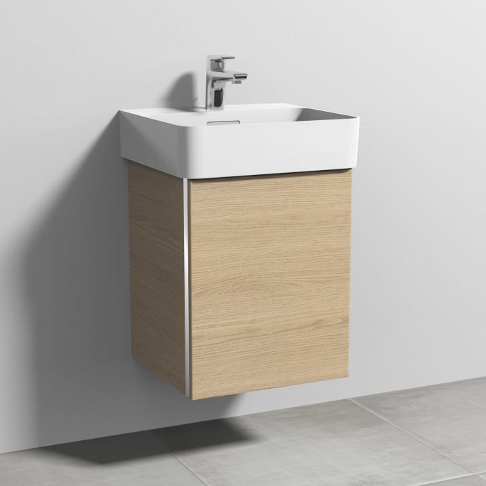 Sanipa 3way Waschtischunterbau für Keramik-Waschtisch Val 45 cm, 1 Tür, Anschlag rechts, mit Griffleiste