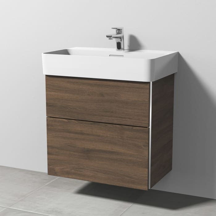 Sanipa 3way Waschtischunterbau für Keramik-Waschtisch Val 65 cm, 2 Auszüge mit Griffleisten