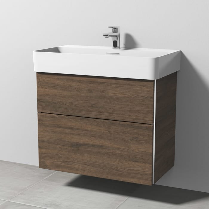 Sanipa 3way Waschtischunterbau für Keramik-Waschtisch Val 75 cm, 2 Auszüge mit Griffleisten