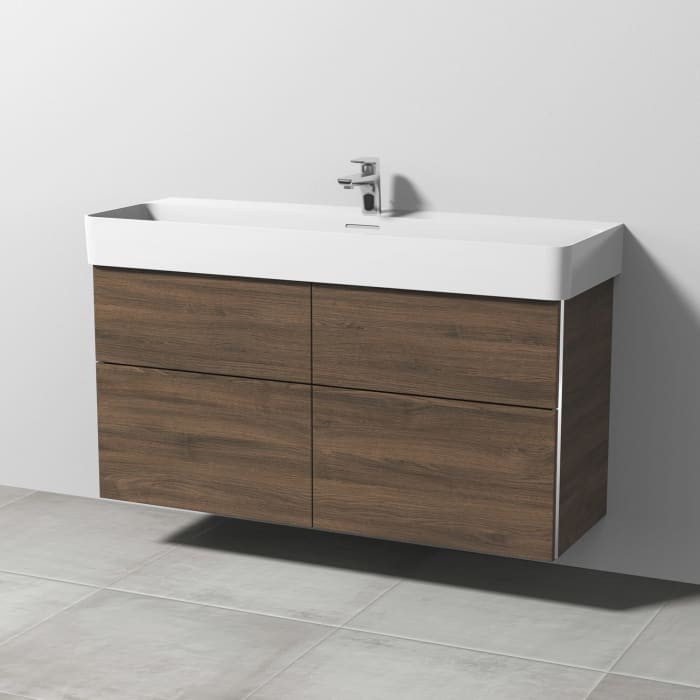 Sanipa 3way Waschtischunterbau für Keramik-Waschtisch Val 120 cm, 4 Auszüge mit Griffleisten
