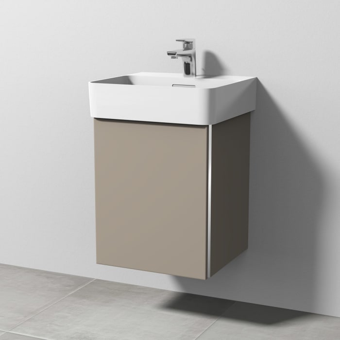 Sanipa 3way Waschtischunterbau für Keramik-Waschtisch Val 45 cm, 1 Tür, Anschlag links, mit Griffleiste