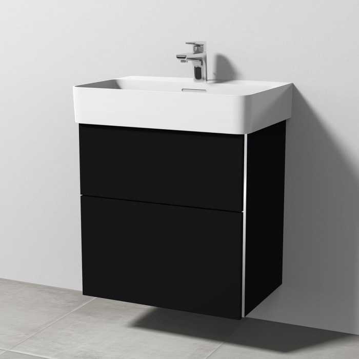 Sanipa 3way Waschtischunterbau für Keramik-Waschtisch Val 60 cm, 2 Auszüge mit Griffleisten