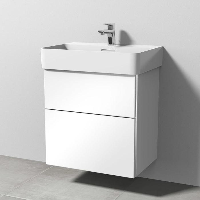 Sanipa 3way Waschtischunterbau für Keramik-Waschtisch Val 60 cm, 2 Auszüge mit Griffleisten