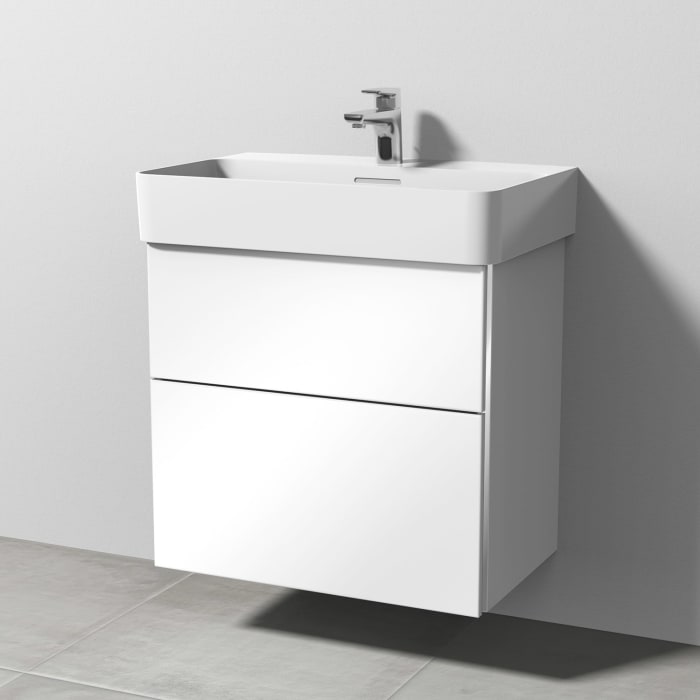 Sanipa 3way Waschtischunterbau für Keramik-Waschtisch Val 65 cm, 2 Auszüge mit Griffleisten